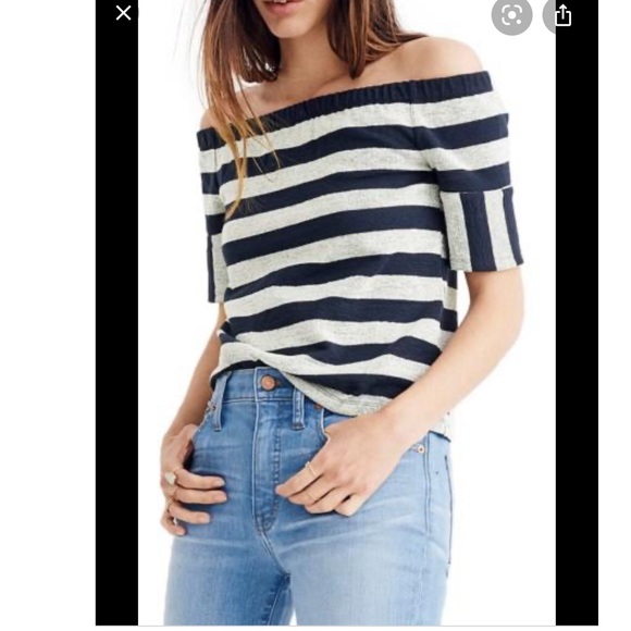 Madewell Tops - Madewell Striped off the shoulder cotton top